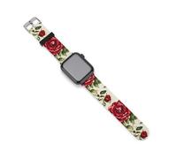 Vintage Roses Bees Flowers Silicone Watch Strap Compatible with IWatch Adjustable Sports Band Unisex 42mm/44mm
