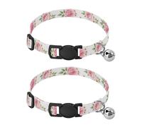 Vintage Roses Blossoms Dog Collars for Small Dogs, 2 Pack Decorative Pet Collar with Bell