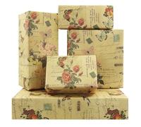 Vintage Roses Gift Wrapping Paper,6 Sheets Retro Floral Butterfly Gift Wrap Paper Postcard Rose Flower Folded Kraft Paper Folded for Birthday, Mother's Day, Wedding, Christmas Wrap,20x29 inch