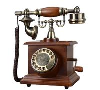 Vintage Rotary Phones For Landline 1960'S Old Desk Phone Wooden Antique Corded Telephone With Mechanical Ringtone & Electronic Ringtone Brown,Red