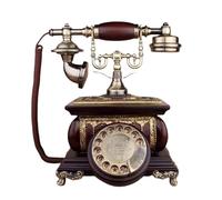 Vintage Rotary Telephone Analog Landline Telephone Desktop Corded Phone, Classic Retro Wood Home/Office Decoration Telephone with Redial