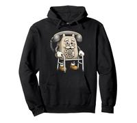Vintage Rotary Telephone Elder Character Classic Calling Era Pullover Hoodie
