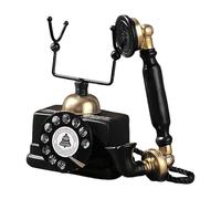 Vintage Rotating Phone - Retro European Style Resin 18x9x15.5cm Decorative Accent Nostalgic Classic Display Piece for Home Antique Wired Desk Ornament Sculpture