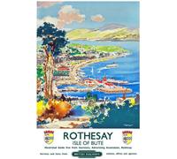 Vintage Rothesay Isle Of Bute Railway Travel Poster Wall Art A3 & A4 Reproduction Print Card