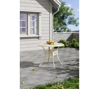Vintage Round Cast Aluminum Garden Bistro Table Garden Sanctuary Beige One Size