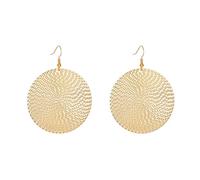 Vintage Round Disc Dangle Earrings Bohemian Double/Three Layers Circle Disc Geometric Statement Earrings Jewelry for Women (Gold1)