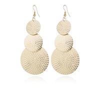 Vintage Round Disc Dangle Earrings Bohemian Double/Three Layers Circle Disc Geometric Statement Earrings Jewelry for Women (Gold3)