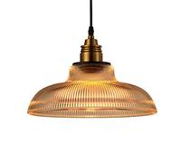 Vintage Round Pendant Light Transparent Glass Dining Lamp Adjustable Modern Chandelier for Kitchen Office Bedroom Ø30cm Includes 4W LED Bulb Classic Design