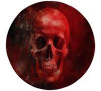 Vintage Round Rug 160cm for Living Room, Red Washable Soft Circle Bedroom Rug, Darkness Skull Printed Indoor Circular Carpet for Office Dining Room Under Table