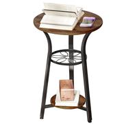 Vintage Round Side Table - 3-Tier Slim Circular End Table with Storage Shelf, Compact Coffee Table & Nightstand for Small Spaces, Ideal for Living Room & Bedroom