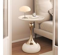 Vintage Round Side Table - Small End Table for Sofa, Office & Bedside - Versatile Mini Desk & Drink Table - Stylish Coffee & Laptop Table (White)