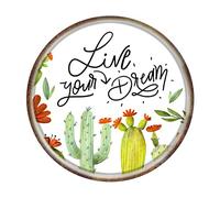 Vintage Round Signs Motivation Metal Sign - Wreath Southwestern Cactus Live Your Dream Arizona Nevada Welcome Gift Wall Decor Metal Signs Funny Tin Signs Metal Art Poster Man Cave Bar 12x12 Inch