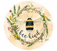 Vintage Round Tin Signs Bee Kind Sign Wreath Center Wreath Attachment Antique Tin Sign Metal Sign Halloween Decor Christmas Decor Stranger Things Posters Wall Decor 12x12 Inch