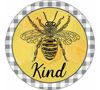 Vintage Round Tin Signs Bee Sign Kind Sign Wreath Attachment Wreath Sign Antique Tin Sign Metal Sign Halloween Decor Christmas Decor Stranger Things Posters Wall Decor 12x12 Inch