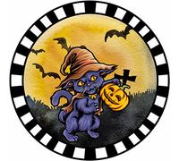 Vintage Round Tin Signs Halloween Cat Sign Wreath Sign Wreath Center Wreath Attachment Antique Tin Sign Metal Sign Halloween Decor Christmas Decor Stranger Things Posters Wall Decor 12x12 Inch