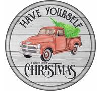 Vintage Round Tin Signs Have Yourself A Merry Little Christmas Sign Holiday Sign Christmas Sign Wreath Sign Wreath Center Antique Tin Sign Metal Sign Halloween Decor Wall Decor 12x12 Inch