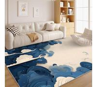 Vintage Rug Blue Area Rugs for Living Room 120x170 cm, Dining Floor, Kitchen, Non Slip Washable - Abstract Large Rug, Door Mats - Low Pile Indoor Front Floor Mats Chinese Z40