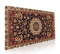 Vintage Rug Gaming Mouse Pad XXL Dark Brown Retro Carpet Aesthetic Extended Large Mat Mousepad Desk Pad Non-Slip Rubber Base Stitched Edge Flower Keyboard Pad Playmat for Computer,35.4×15.7 Inch