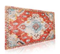 Vintage Rug Mouse Pad XXL Red Orange Retro Carpet Aesthetic Extended Table Mat 90X40 cm Non-Slip Rubber Base Stitched Edge Large Mousepad for Gaming Laptop Computer Desk Top 35.4×15.7 Inch