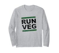Vintage Run Veg Vegan Plant Based Endurance Athlete Design Long Sleeve T-Shirt