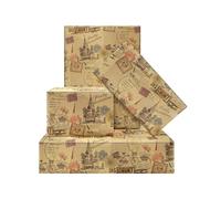 Vintage Russian Paris Bicycle Wrapping Paper, 4 Sheets Vintage French Romance Design Kraft Wrapping Paper 50x70cm, Kraft Traveller Gift Wrap Folded Flat for Birthday or Wedding