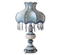 Vintage Rustic 13Inch Desk Lamp Traditional Style Table Lamps Shaped Barrel Fabric Shade for Living Room Bedroom House Bedside Nightstand Home Office Entryway Family E26,Sky Blue Button