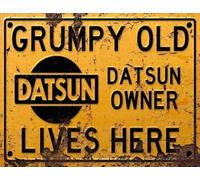 Vintage Rustic Advertising Retro Wall Tin Plaque 20x15cm - Pub Shed Bar Man Cave Home Garage Gift Metal Sign - Grumpy Old inspired NISSAN DATSUN Owner Lives Here