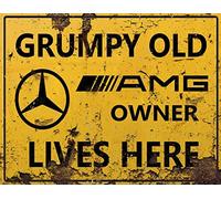 Vintage Rustic Advertising Retro Wall Tin Plaque 20x15cm - Pub Shed Bar Man Cave Home Garage Kitchen Gift Metal Sign - Grumpy Old inspired AMG Owner Lives Here