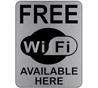 Vintage Rustic Advertising Retro Wall Tin Plaque 20x15cm - Pub Shed Bar Man Cave Home Garage Kitchen Gift Metal Sign - Shop Café School Free WIFI Available Here Black Brushed Chrome Silver