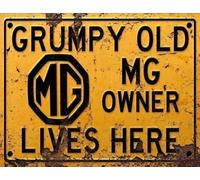 Vintage Rustic Advertising Retro Wall Tin Plaque 20x15cm - Pub Shed Bar Man Cave Home Garage Kitchen Gift Metal Sign - Grumpy Old inspired MG Owner Lives Here