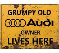 Vintage Rustic Advertising Retro Wall Tin Plaque 20x15cm - Pub Shed Bar Man Cave Home Garage Kitchen Gift Metal Sign - Grumpy Old inspired AUDI Owner Lives Here
