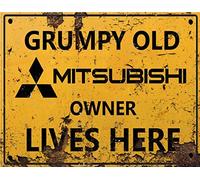 Vintage Rustic Advertising Retro Wall Tin Plaque 20x15cm - Pub Shed Bar Man Cave Home Garage Kitchen Gift Metal Sign - Grumpy Old inspired MITSUBISHI Owner Lives Here