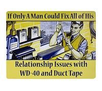 Vintage Rustic Advertising Retro Wall Tin Plaque 20x15cm - Pub Shed Bar Man Cave Home Garage Kitchen Gift Metal Sign - Man Fix Relationship Issues Duct Tape WD40 Spray Workshop Quote
