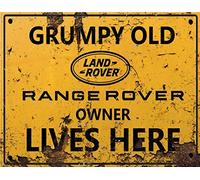 Vintage Rustic Advertising Retro Wall Tin Plaque 20x15cm - Pub Shed Bar Man Cave Home Garage Kitchen Gift Metal Sign - Grumpy Old inspired LAND RANGE ROVER Owner Lives Here