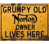 Vintage Rustic Advertising Retro Wall Tin Plaque 20x15cm - Pub Shed Bar Man Cave Home Garage Kitchen Gift Metal Sign - Grumpy Old inspired NORTON Owner Lives Here