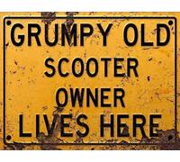 Vintage Rustic Advertising Retro Wall Tin Plaque 20x15cm - Pub Shed Bar Man Cave Home Garage Kitchen Gift Metal Sign - Grumpy Old SCOOTER Moped Rider Owner Lives Here