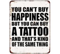 Vintage Rustic Advertising Retro Wall Tin Plaque 20x15cm - Pub Shed Bar Man Cave Home Gift Metal Sign - Happiness Tattoo Art Same Thing Quote