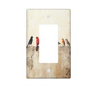 Vintage Rustic Birds Decorative Light Switch Cover Plate 1 Gang Single Rocker, Cardinal Crow Raven Oriole Electrical Faceplate for Kitchen Bathroom, Country Switchcover Decor