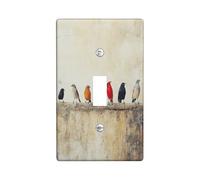 Vintage Rustic Birds Decorative Light Switch Cover Wall Plate 1 Gang Single Toggle, Cardinal Crow Raven Oriole Electrical Faceplate for Kitchen Bathroom, Country Switchcover Decor