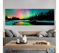 Vintage Rustic Canvas Wall Art - Northern Lights Rustic Unframed Poster