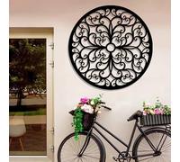 Vintage Rustic Farmhouse Metal Wall Art, Medallion Scroll Decoration, Modern Sculpture Home Decor, Large Round Cutout Hanging for Living Room, Bedroom, Hallway and Stairs