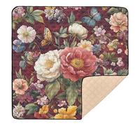 Vintage Rustic Floral Flowers1 Soft Foam Baby Gym & Activity Mat for Floor Non-Toxic Kicking Mat for Babies Infants Toddlers, 50'' x 50''
