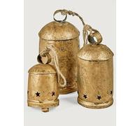 Vintage Rustic Harmony Cow Bells Christmas Decor Handmade Cylinder Bells for christams Decoration Star on The Bottom line Festive Garden Set of 3