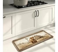 Vintage Rustic Kitchen Mats for Floor, Sunflower Farmhouse Soft Mats, Autumn Cushioned Comfort Washable Decor Rugs for Kitchen Sinks Laundryroom Bathroom 16x47 Inch