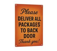 Vintage Rustic Metal Sign 8x12 Inch - Please Deiver All Packages To Back Door Thank You Retro Warning,Quote, Durable Iron Wall Decor for Man Cave, Garage, Patio, Home Bar & Kitchen, Bar Wall Sign