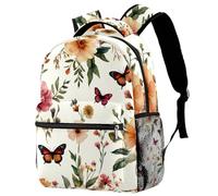 Vintage Rustic Style Wildflowers and Butterflies Backpack for Teen Girls Boys, School Bag for Elementary Middle Students