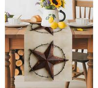 Vintage Rustic Texas Lone Star Table Runner 70 Inches Long,Table Runners Kitchen Dining Tables Decoration for Home Party Decor, 4th of July Pentagram Tables Runner Wedding Dresser Scarf