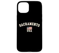 Vintage Sacramento USA American Flag CA Souvenir Retro Case for iPhone 15 Plus