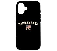 Vintage Sacramento USA American Flag CA Souvenir Retro Case for iPhone 16