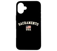 Vintage Sacramento USA American Flag CA Souvenir Retro Case for iPhone 16 Plus